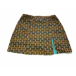 Golfher skirt size Medium M Golf Apparel Sporty Blue Chain Link Brown Yellow